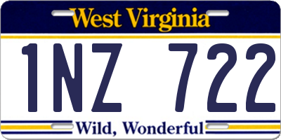 WV license plate 1NZ722