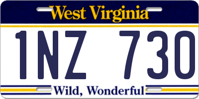 WV license plate 1NZ730