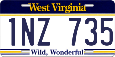 WV license plate 1NZ735
