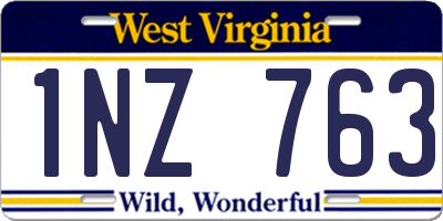 WV license plate 1NZ763