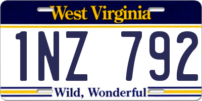 WV license plate 1NZ792