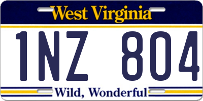 WV license plate 1NZ804