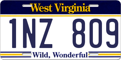 WV license plate 1NZ809