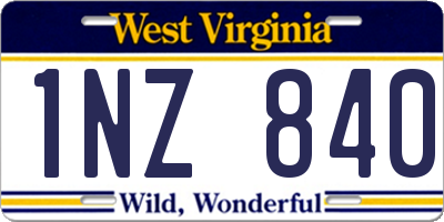 WV license plate 1NZ840