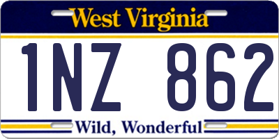 WV license plate 1NZ862