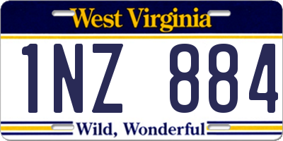 WV license plate 1NZ884