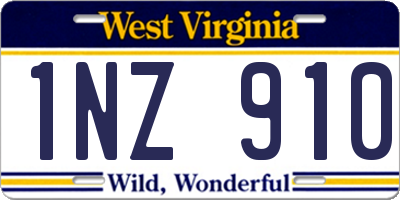 WV license plate 1NZ910