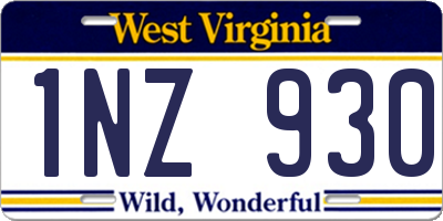 WV license plate 1NZ930