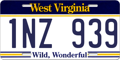 WV license plate 1NZ939