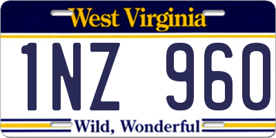 WV license plate 1NZ960