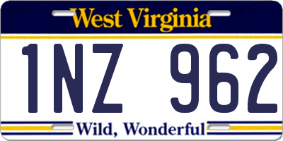 WV license plate 1NZ962