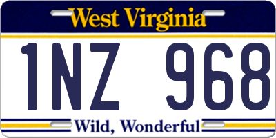 WV license plate 1NZ968