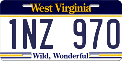 WV license plate 1NZ970