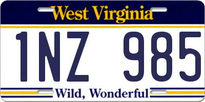 WV license plate 1NZ985
