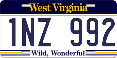 WV license plate 1NZ992