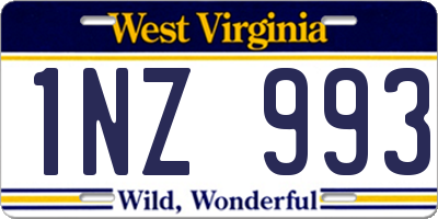 WV license plate 1NZ993