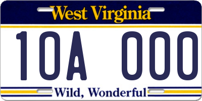 WV license plate 1OA000