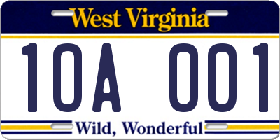 WV license plate 1OA001