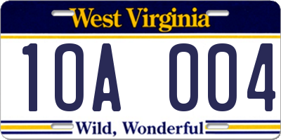 WV license plate 1OA004