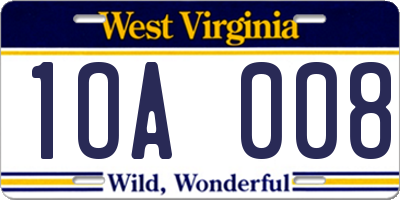 WV license plate 1OA008