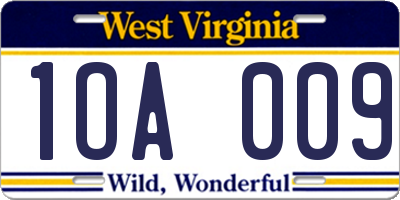 WV license plate 1OA009