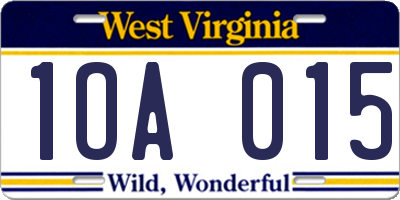 WV license plate 1OA015