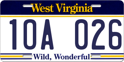 WV license plate 1OA026