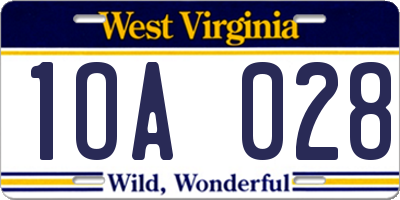 WV license plate 1OA028
