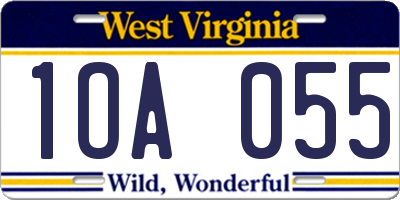 WV license plate 1OA055