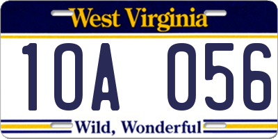 WV license plate 1OA056