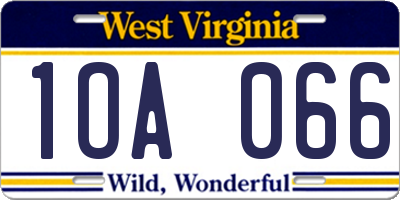 WV license plate 1OA066
