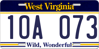 WV license plate 1OA073