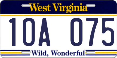 WV license plate 1OA075
