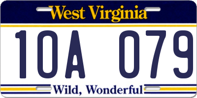 WV license plate 1OA079