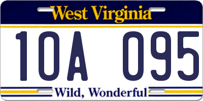 WV license plate 1OA095