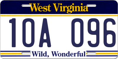 WV license plate 1OA096