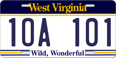 WV license plate 1OA101