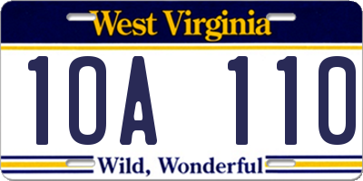 WV license plate 1OA110