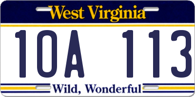 WV license plate 1OA113