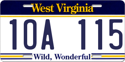 WV license plate 1OA115