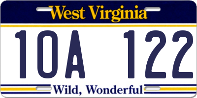 WV license plate 1OA122