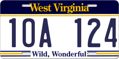 WV license plate 1OA124