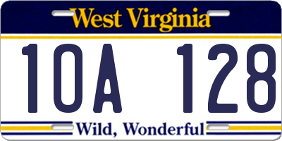 WV license plate 1OA128