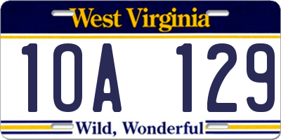 WV license plate 1OA129