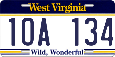 WV license plate 1OA134