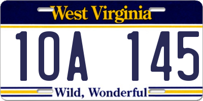 WV license plate 1OA145