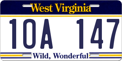 WV license plate 1OA147