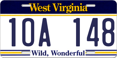 WV license plate 1OA148