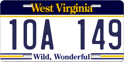 WV license plate 1OA149