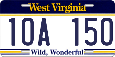 WV license plate 1OA150
